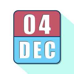 december 4th. Day 4 of month,Simple calendar icon on white background. Planning. Time management. Set of calendar icons for web design. winter month, day of the year concept