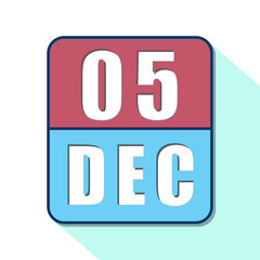 december 5th. Day 5 of month,Simple calendar icon on white background. Planning. Time management. Set of calendar icons for web design. winter month, day of the year concept