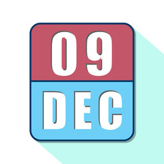 december 9th. Day 9 of month,Simple calendar icon on white background. Planning. Time management. Set of calendar icons for web design. winter month, day of the year concept