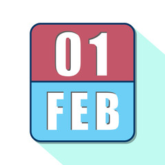 february 1st. Day 1 of month, Simple calendar icon on white background. Planning. Time management. Set of calendar icons for web design. winter month, day of the year concept