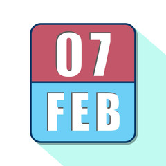 february 7th. Day 7 of month,Simple calendar icon on white background. Planning. Time management. Set of calendar icons for web design. winter month, day of the year concept