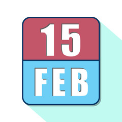 february 15th. Day 15 of month,Simple calendar icon on white background. Planning. Time management. Set of calendar icons for web design. winter month, day of the year concept