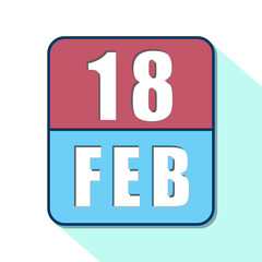 february 18th. Day 18 of month,Simple calendar icon on white background. Planning. Time management. Set of calendar icons for web design. winter month, day of the year concept