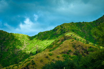 Naklejka premium Landscape photo of mountain and sea in Zambales Philippines