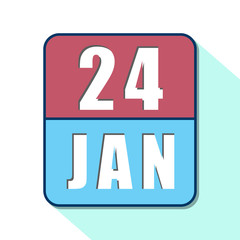 january 24th. Day 24 of month,Simple calendar icon on white background. Planning. Time management. Set of calendar icons for web design. winter month, day of the year concept