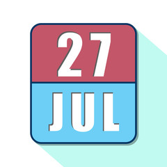 july 27th. Day 27 of month,Simple calendar icon on white background. Planning. Time management. Set of calendar icons for web design. summer month, day of the year concept