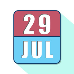 july 29th. Day 29 of month,Simple calendar icon on white background. Planning. Time management. Set of calendar icons for web design. summer month, day of the year concept