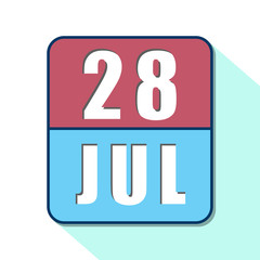 july 28th. Day 28 of month,Simple calendar icon on white background. Planning. Time management. Set of calendar icons for web design. summer month, day of the year concept