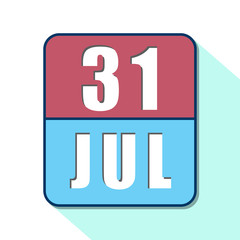 july 31st. Day 31of month,Simple calendar icon on white background. Planning. Time management. Set of calendar icons for web design. summer month, day of the year concept