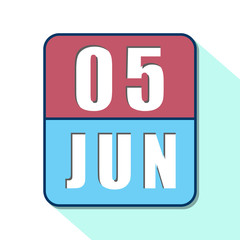 june 5th. Day 5 of month,Simple calendar icon on white background. Planning. Time management. Set of calendar icons for web design. summer month, day of the year concept