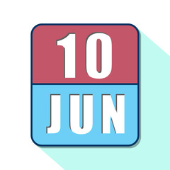 june 10th. Day 10 of month,Simple calendar icon on white background. Planning. Time management. Set of calendar icons for web design. summer month, day of the year concept