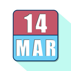 march 14th. Day 14 of month,Simple calendar icon on white background. Planning. Time management. Set of calendar icons for web design. spring month, day of the year concept