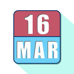 march 16th. Day 16 of month,Simple calendar icon on white background. Planning. Time management. Set of calendar icons for web design. spring month, day of the year concept