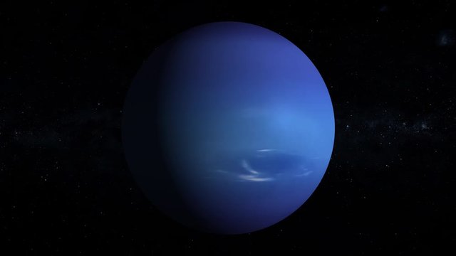 Close up view of planet Neptune, exploration of beautiful blue planet in outer space