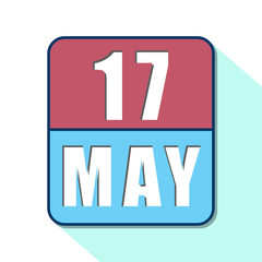 may 17th. Day 17 of month,Simple calendar icon on white background. Planning. Time management. Set of calendar icons for web design. spring month, day of the year concept