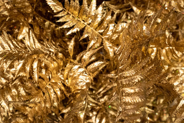 Gold leaves Christmas season background wallpaper texture, Christmas tree decoration plant