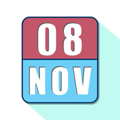 november 8th. Day 8 of month,Simple calendar icon on white background. Planning. Time management. Set of calendar icons for web design. autumn month, day of the year concept