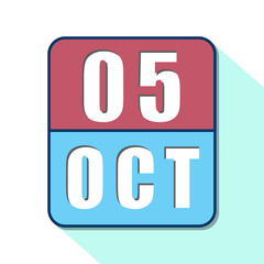 october 5th. Day 5 of month,Simple calendar icon on white background. Planning. Time management. Set of calendar icons for web design. autumn month, day of the year concept