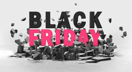  Black friday advertisement 3D headline above ground fracture, voucher design element illustration © LeArchitecto