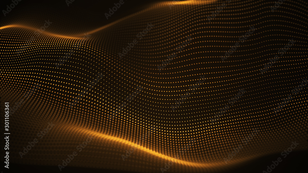 Wall mural particle luxury gold abstract background wavy movement for happy new year and merry christmas festiv