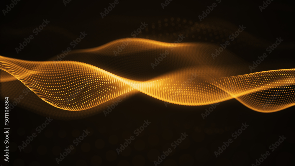 Wall mural particle luxury gold abstract background wavy movement for happy new year and merry christmas festiv
