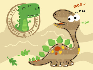 cute smiling dinosaurs cartoon on volcanoes cartoon