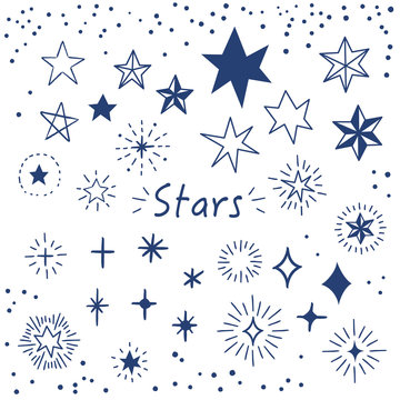 Vector doodle stars illustration set on white