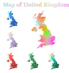 Hand-drawn map of United Kingdom. Colorful country shape. Sketchy United Kingdom maps collection. Vector illustration.