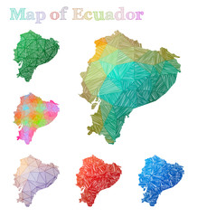 Hand-drawn map of Ecuador. Colorful country shape. Sketchy Ecuador maps collection. Vector illustration.