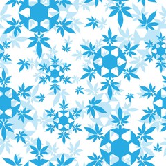 Christmas snowflakes with cannabis leaf seamless vector pattern