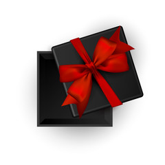 Opened gift box top view white background, vector illustration.