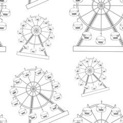 seamless pattern attractions and entertainment ferris wheel.  illustration
