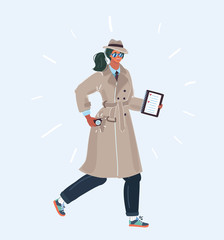 Woman spy in trench coat