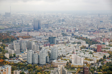 Fototapeta na wymiar City view from top tower at Moscow International Business Center