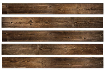 Set of isolated Walnut wood texture. Big Brown wood plank wall texture background.