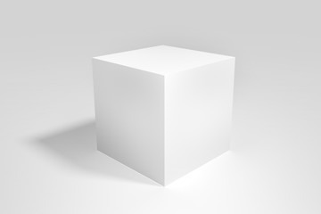 Geometric real plastic cube on White background. 3d illustration - obrazy, fototapety, plakaty
