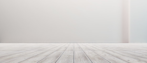 Empty floor with white walls and floor. Empty room studio gradient used for background and display...