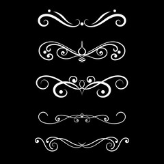 Floral decorative ornament on black background