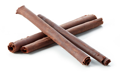 chocolate sticks on white background