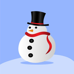 Flat cute snowman cartoon vector icon.