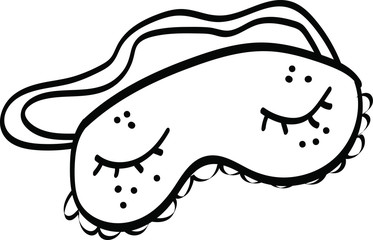 cute sleaping mask Single hand drawn elements  greeting cards, posters, stickers and seasonal design. Isolated on white background. Doodle vector illustration