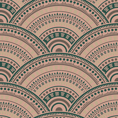 Ethnic circle shapes seamless geometric pattern.