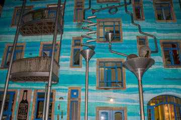 DRESDEN, GERMANY: Exterior of blue singing house in the Courtyard of Elements