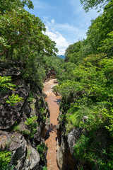 Fototapeta na wymiar View from the footbridge at Op Luang Canyon, Chiang Mai, Thailand