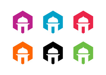 Mosque logo design template elements, Islamic center icon - Vector