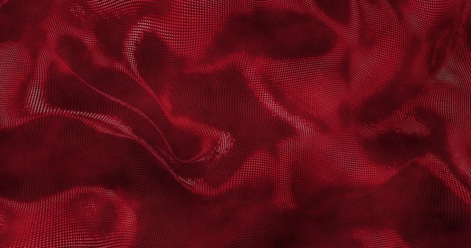 Red sparkly silk background. Glamour satin texture 3D rendering loop 4k.