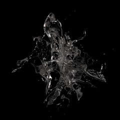 Splash fluid. 3d illustration, 3d rendering.