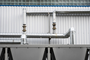 Air vent ducts of air conditioning and ventilation system on the wall.