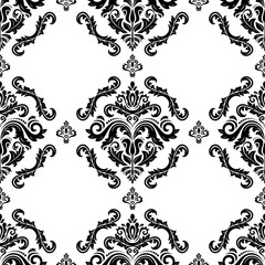 Classic seamless pattern. Damask orient ornament. Classic vintage black and white background. Orient ornament for fabric, wallpaper and packaging