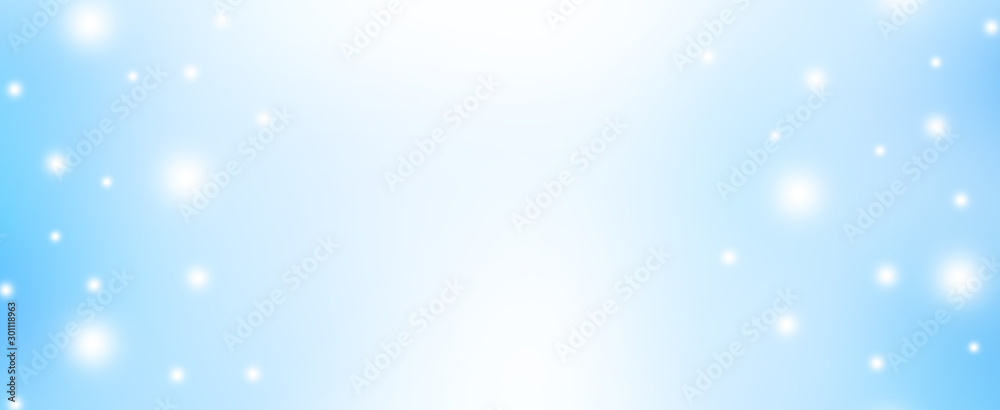 Wall mural abstract blur beautiful glowing blue gradient color background with shining falling snow glittering 